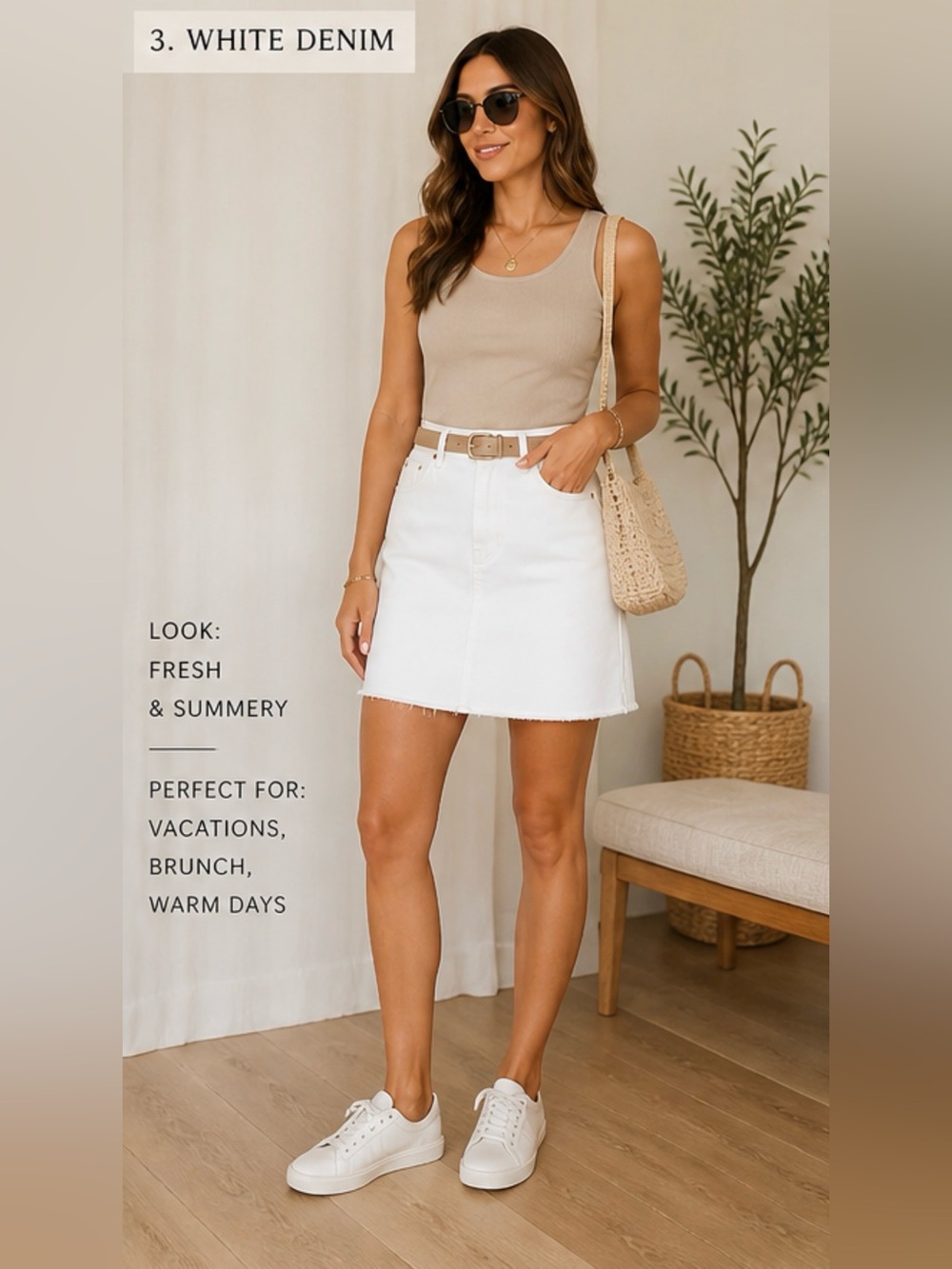 Just Black White A-Line Denim Skirt